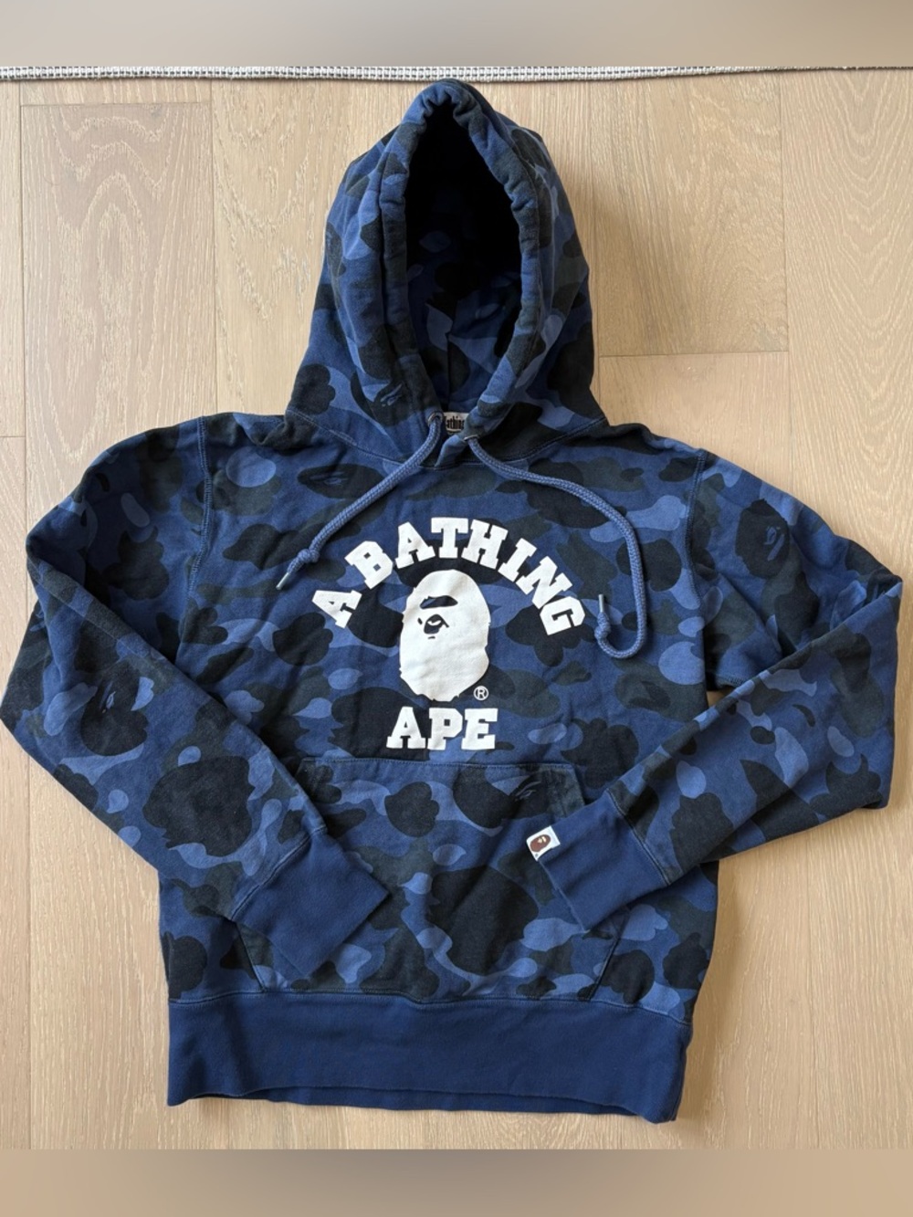 A Bathing Ape (Bape) Color Camo College Pullover Hoodie In Blue Size Small